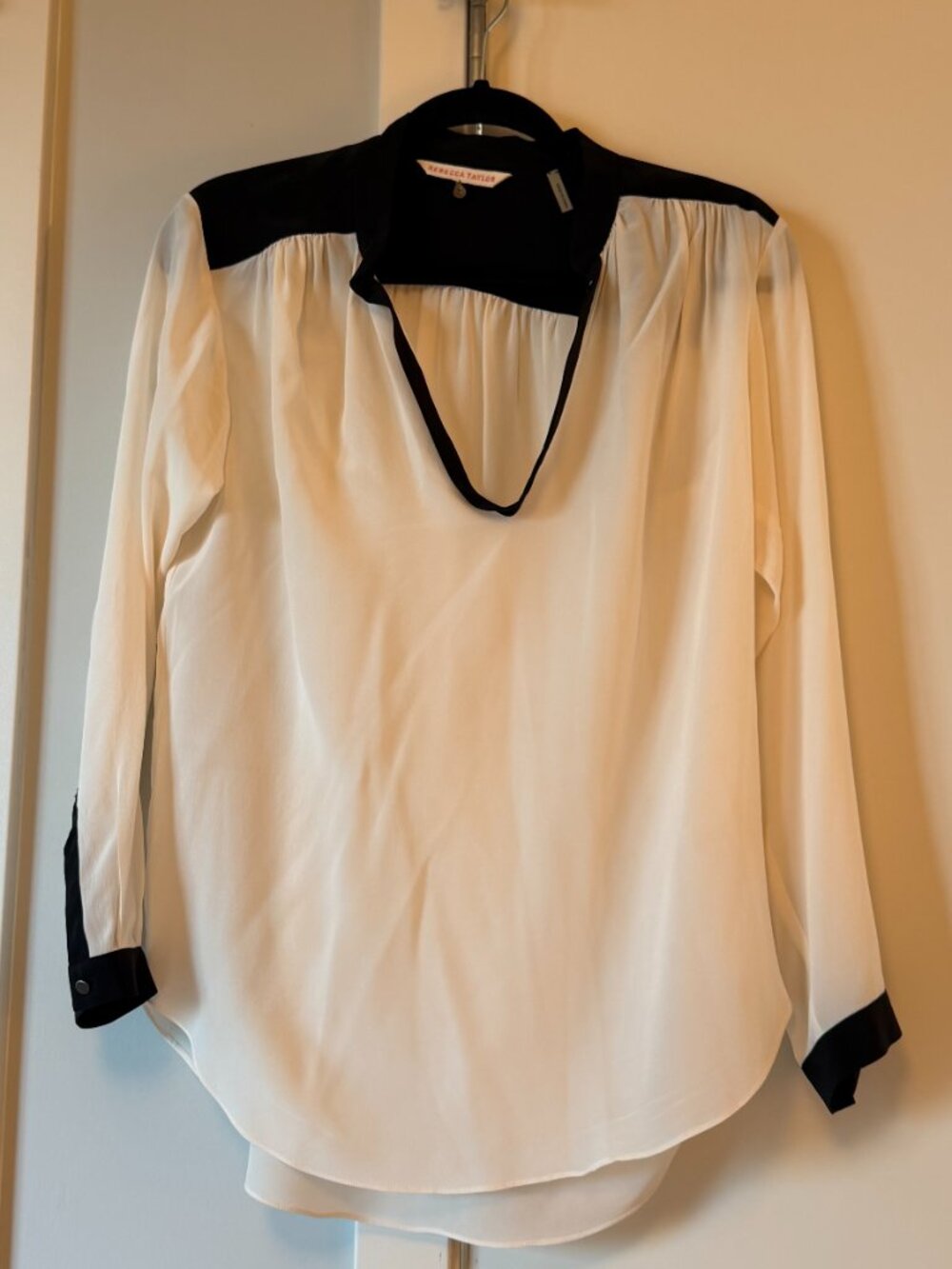 Rebecca Taylor black and cream tunic, silk, size small, excellent condition